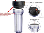Geekpure 10-Inch Whole House Slim Water Filter Housing with Pressure Relief Valve - 3/4" NPT Brass Port-Fit for 2.5" x 10" Filters-Clear Pack of 3