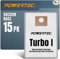 POWERTEC Turbo I, 9-20-27 Fleece Filter Bags 15PK, for Fein Dustex 25 L Wet/Dry Dust Extractor, for Fein 31345061010 Shop Vacuum Replacement Bags, Filter Bags, Dust Bags (75041-P3)