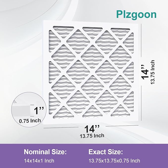 14x14x1 Air Filter MERV 11 (4 Pack) MPR 1000 Pleated AC Furnace Filters for Home Office Air Conditioner AC HVAC Furnace Heating Systems (Exact Dimensions: 13 3/4x13 3/4x3/4 Inches)