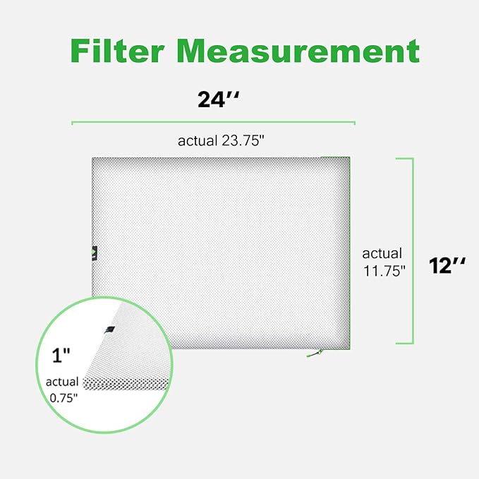 REair 12x24x1 Air filter Pro Kit, Washable and Reusable Air Filter 12x24x1 for AC HVAC Furnace, MERV 8 Air Filters Machine Washable & Dryer Friendly, AC Furnace Air Filter, Include 2 Filters&1 Frame