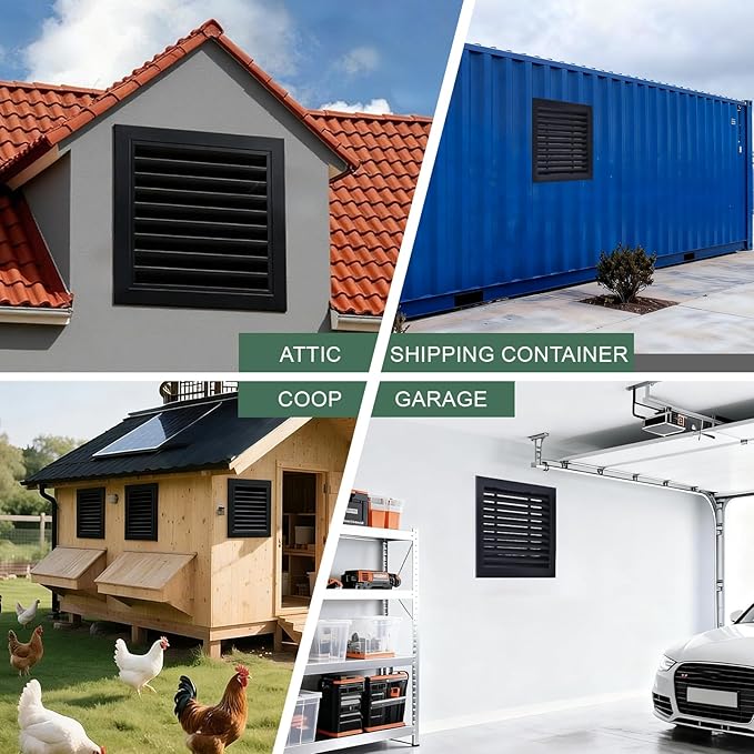 2-Pack Paintable Gable Vents - 18" x 18" Aluminum with Screen, Maximize Ventilation in Attics and Sheds, Vent Opening: 16" x 16"