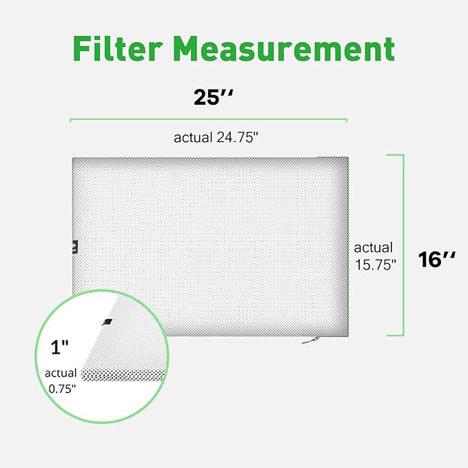 Reair 16x25x1 Extra Replacement Filter without Frame, Washable and Reusable Air Filter 16x25x1 for AC HVAC Furnace, MERV 8 Air Filters Machine Washable, AC Furnace Air Filter without Frame