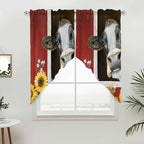 Cows Sunflowers Swag Valances for Windows, Rustic Farms Barns Flowers Bees Animals Rod Pocket Kitchen Curtains Valance, Small Window Curtains Swag for Cafe Bathroom Living Room, 2 Panels, 28x36 inch