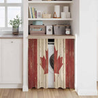 Canada Kitchen Curtains, Red Maple Leaf Flag Vintage Farmhouse Wooden Grain Light Filtering Window Curtain Panels, 2Pcs Rod Pocket Window Treatments Set for Cabin Bathroom Bedroom 52x45 Inches