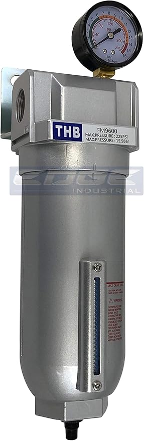 HEAVY DUTY INDUSTRIAL GRADE COALESCING FILTER WITH 0.01u MICRON ELEMENT, METAL BOWL, REMOVES 99.98% MOISTURE, VAPOR AND OIL FROM COMPRESSED AIR LINES, AUTO DRAIN (3/4" NPT, 11oz)