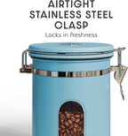 Veken Coffee Canister with Window, Airtight Stainless Steel Kitchen Food Storage Container with Lids, Date Tracker and Scoop for Grounds Coffee, Beans, Tea, Flour, Cereal, Sugar Jars, 22OZ, Blue