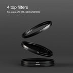 Urth 46mm 4-in-1 Lens Filter Kit (Plus+) - UV, CPL, Neutral Density ND8, ND1000, Multi-Coated Optical Glass, Ultra-Slim Camera Lens Filters