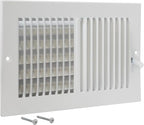 EZ-FLO 10 x 6 Inch (Duct Opening) Air Vent Cover for Wall or Ceiling, Two-Way Ventilation Register, Solid Steel HVAC Register Cover, White, 61610