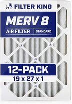 Filter King 19x27x1 Air Filter | 12-PACK | MERV 8 HVAC Pleated A/C Furnace Filters | MADE IN USA | Actual Size: 19 x 27 x .75"