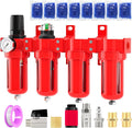 Industrial Grade 4-Stage Aluminum Air Drying System, 1/2 Inch NPT, 0-150 PSI, Double Desiccant Dryer, air Regulator, Particulate Filter and Coalescing Filter (Manual Drainage)