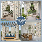 Cartoon Animals Outdoor Curtains for Patio Raccoons Rabbits Moon Linen Texture Waterproof Outside Curtains with Grommet Top Weatherproof Curtain for Cabana Pergola Gazebo, 1 Panel, 54" W x 108" L