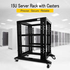 Raising Electronics Server Rack Open Frame Rack 4 Post 19 inch Adjustable Server/Audio Rack Cold Rolled Steel(15U,31 Depth)