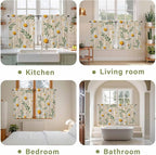 Spring Daisy Kitchen Curtains, Country Watercolor Flower Leaf Plant Light Filtering Window Curtain Panels, 2Pcs Rod Pocket Window Treatments Set for RV Dining Room Study Room 42x45 Inches