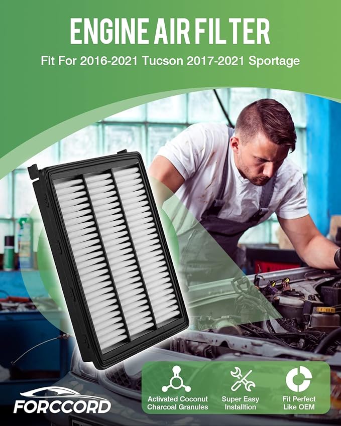 2-Pack Engine Air Filter Fits for 2016-2021 Tucson, 2017-2021 Sportage CA12065 air Filter Replacement Accessories
