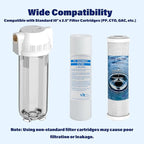 Whole House/RV Water Filter Housing Clear, 10" X 2.5" Inline Sediment Water Filter for RV, Home, Garden, Aquarium, Maple Syrup RO System, 3/4" NPT Brass Port,R-Type O-Ring,Heavy Duty Bracket-1025CBH