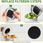 6.7 inch Kitchen Compost Bin Charcoal Filter Replacements, 12 Pack Compost Pail Replacement Carbon Filters 6.7 inch, Round Activated Compost Filters Countertop Bin Bucket