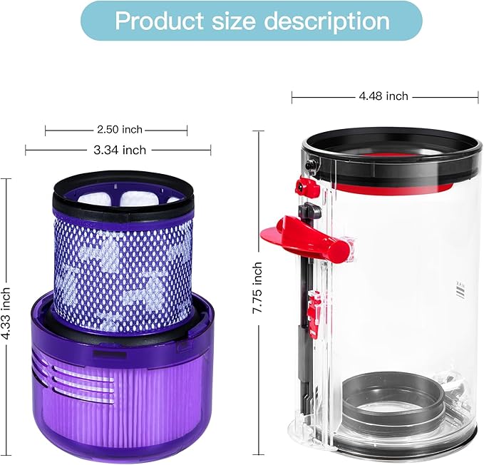 Upgraded Canister Replacement Compatible With Dyson V11 Torque Drive V11 Animal V11 Complete V11 V15 Extra V15S Detect Submarine SV14 SV15 SV22 Vacuum Dust Bucket Filter Attachments Parts 965443-01