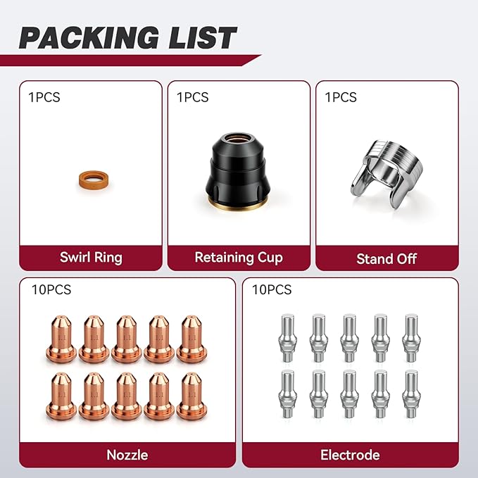 ARCCAPTAIN 23Pcs IPT60 Plasma Cutter Torch Consumables, .045" Plasma Cutter Accessories for ARCCAPTAIN CUT55 NON-HF, CUT55 MP and CUT60 Non-HF, Work with 50-60A Current