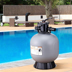 VEVOR 22 Inch Sand Filter, Up to 55 GPM Flow Rate, Above Inground Swimming Pool Sand System with 7-Way Multi-Port Valve, Filter, Backwash, Rinse, Recirculate, Waste, Winter, Closed Functions, Grey