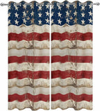 4th of July Outdoor Curtains for Patio USA Flag Independence Day Vintage Waterproof Outside Curtains with Grommet Top Weatherproof Curtain for Cabana Pergola Gazebo, 2 Pack, 54" W x 95" L