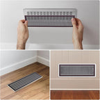 8 Pack Strong Magnetic Floor Vent Cover - PVC Mesh Register for Wall Ceiling Floor Catch Debris Hair Insect (Black, 4 x 12 Inch)