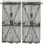Vintage Gate Living Room Curtains 72 Inches length, Farmhouse Wooden Grain Shabby Chic Door Window Treatment Curtain Drapes, Light Filtering Drapes for Bedroom Laundry Room, 52"x72", 2 Panels