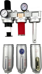 1" NPT SUPER DUTY Industrial Grade Filter Regulator Coalescing Desiccant Dryer System For Compressed Air Lines, Metal Bowls, Great For Paint Spray And Plasma Cutter (MANUAL DRAIN)
