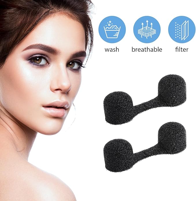 200 Pieces Nose Plug Filter Disposable Nose Dust Filters Bulk Sponge Nostril Filters for Spray Tanning Welding Dust Allergies DustConstruction Areas (Black)
