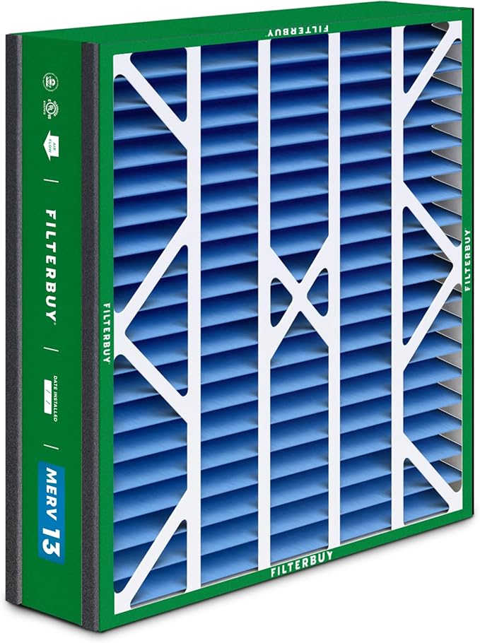 Filterbuy 20x25x5 Air Filter MERV 13 Optimal Smoke & Allergy Defense (4-Pack), Pleated HVAC AC Furnace Filters for Trion Air Bear, Generalaire, Skuttle, and More (Actual Size: 19.63 x 24.13 x 4.88)