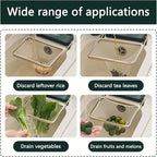 Kitchen Food Waste Filter Basket with 50Pcs Mesh Bag Collapsible Residue Filter Screen Holder Square Bracket Corner Hanging Drain Rack Sink Strainer Green 1pcs