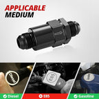 EVIL ENERGY 10AN Billet Inline Fuel Filter 30 Micron Aluminum Black for Car EFI & Carb Fuel Systems, Motorcycle and Boats
