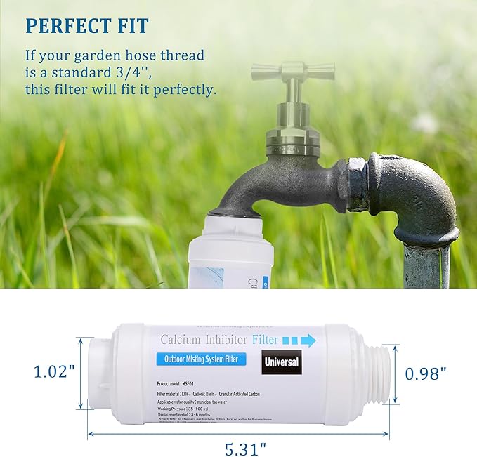 Yoption Calcium Inhibitor Filter, Outdoor Misting System Filter, for Preventing Scale Buildup and Clogging of Garden Patio Misters - 4 Pack