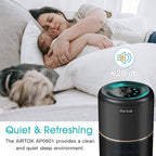 AIRTOK 2 Pack Air Purifier for Home Bedroom, Office Desktop Air Cleaners with 12pcs Fragrance Sponge, H13 HEPA Filter, 4 Stage Filtration up to 376 sqft Black Available for California