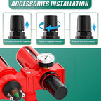 Industrial Grade Three-Stage Air Drying System, 0-150 PSI, 1/4 Inch NPT, Aluminum Alloy, with Particulate Filter, Coalescing Filter, Desiccant Dryer, and Air Regulator (Manual Drainage)