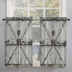 Vintage Gate Tier Curtains 45 Inches Long, Farmhouse Wooden Grain Shabby Chic Door Window Treatment Curtain Drapes, Window Half Privacy Curtains for Bedroom Bathroom, 42"x45", 2 Panels