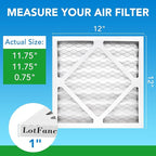 LotFancy 12x12x1 Air Filter MERV 8 6-Pack, Electrostatic Pleated Furnace & AC Filter, Captures Dust, Pet Hair, Pollen, Actual Size: 11.75"x11.75"x0.75"