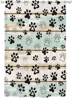 Sheer Curtains 63 Inch Length, Sage Green Beige Farmhouse Semi Sheer Curtains Light Filtering Window Treatment, Black Dog Paw Vintage Wooden Privacy Voile Drapes for Living Room Bedroom 52x63 Inch