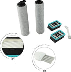 Replacement Roller Brushes and Filters Compatible with for CrossWave 3831 HF2 3845 3847 3848 Wet Dry Vacuum Floor Scrubber