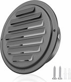 6inch 304 Stainless Steel Air Vents, Louvered Grille Cover Vent Hood Flat Ducting Ventilation Air Vent Wall Air Outlet with Fly Screen Mesh for House (6 inch Black Paint Cover （150mm）)