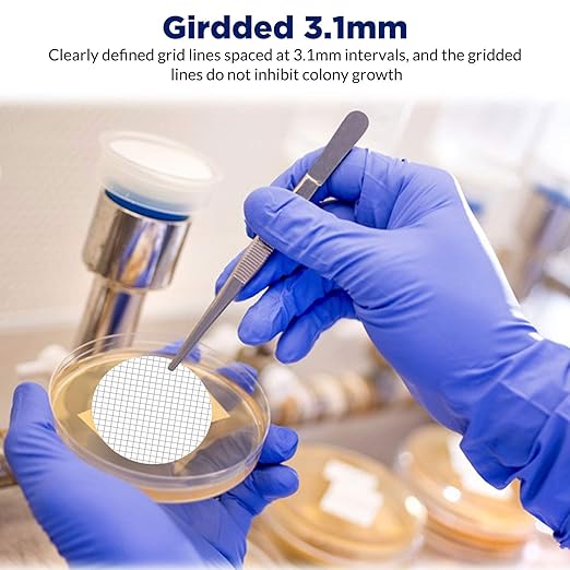 Membrane Solutions MCE Gridded Membrane Filter, Mixed Cellulose Esters Membrane Filter, Sterile Individual Pack Membrane Disc Filter, Diameter: 47 mm, Pore Size: 0.45 um, 100/Pk