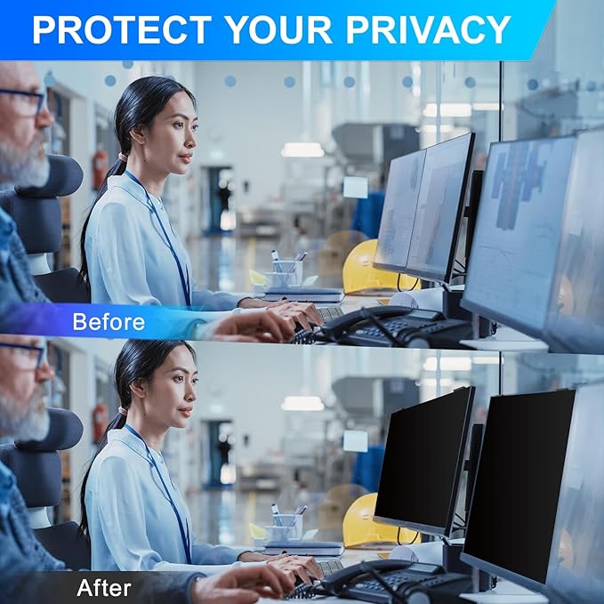 2Pack Magnetic 27 Inch Privacy Screen for Computer Monitor 16:9 Aspect Ratio, Hanging Removable Anti-Blue/Glare Protector Film, Anti Spy Desktop Security Private Filter 27in