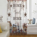 Farmhouse Sheer Curtains 54 Inch Length Retro Country Star Berry Vintage Wood Grain Chiffon Curtain for Bedroom Living Room Light Filtering Window Treatments Voile Curtains Drapes for Kitchen