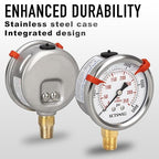 0 to 5000 Psi Hydraulic Pressure Gauge, Glycerin Liquid Filled, 2.5 inch Dial, 1/4" NPT Lower Mount, Stainless Steel Case, for Regulator, HVAC System, Beer Keg, Brew Setup，High Pressure Test