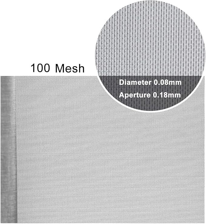Stainless Steel Woven Wire Mesh Stainless Steel Wire Mesh 100 Mesh Filter Screen Rodent Proof Insect Mesh High Density Tear Resistant for Airbricks Garden Protection