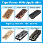 4 Packs Floor Register Vent Cover, 7"x11" Sticky Air Vent Screen Mesh Covers with Non-Magnetic Adhesive PET Gel - Securely Attaches to Plastic, Wood, Stone & More (Black)