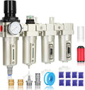 3/4" NPT Industrial Air Dryer for Compressor,4 Stage Air Compressor Water Separator System,Filter Oil Water Separator Dryer for Plasma Cutter and Paint Spray,Auto Drain