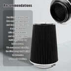 RYANSTAR 102mm 4" High Flow Round Tapered Cone Cool Air Filter Cleaner with Top Filter Design Short 231mm tall Black