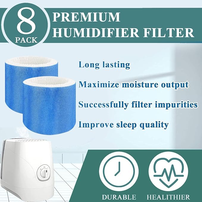 HC888 Humidifier Wicking Filter C Replacement for Honeywell HCM-890 HEV-320, Walgreens HC-888 HC-888N HCM-890 HEV-320 Series & Duracraft D88 DCM-200 DH-890 Cool Mist,8Pack Blue