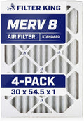 Filter King 30x54.5x1 Air Filter | 4-PACK | MERV 8 HVAC Pleated A/C Furnace Filters | MADE IN USA | Actual Size: 30 x 54.5 x .75"