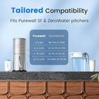 Purewell 7-Stage 7-In Water Filter Replacement for Zero Pitcher, Purewell SF series system, 400Gal Long-Lasting(4 Pack, SF Series)